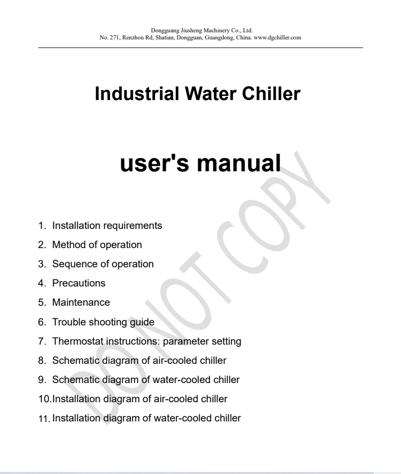 manual do usuário do refrigerador industrial